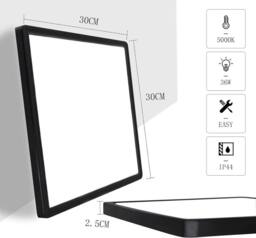 COMELY 36W LED Bathroom Ceiling Lights, IP44 Waterproof, Natural Light 4500K in Black - thumbnail 6