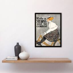Artery8 Ride a Stearns Vintage Bicycle Ad Framed Wall Art Print Edward Penfield in Grey - Size: A4 - thumbnail 4