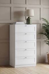 Home Discount Vida Designs Altino 5 Drawer Chest of Drawers Bedroom Furniture in White - thumbnail 1