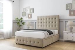 "Sloomy Berlin Coniston Divan Base 2 Drawers - 26"" Headboard & 12"" Footboard in Cream - Size: Small Single" - thumbnail 3