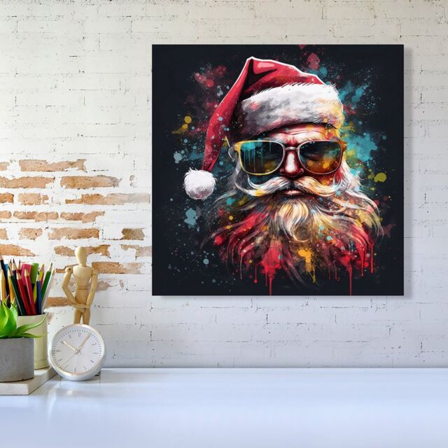 Warren Reed - Designer Splashart Santa Claus In Glasses Canvas - Size: w10 inch x h10 inch - image 1