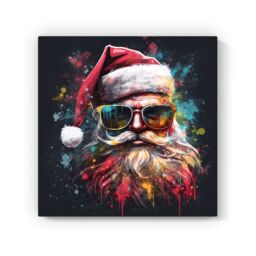 Warren Reed - Designer Splashart Santa Claus In Glasses Canvas - Size: w10 inch x h10 inch - thumbnail 2
