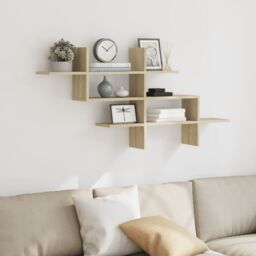 Berkfield Home Wall Shelf Sonoma Oak 124.5x18x60.5 cm Engineered Wood in Brown - thumbnail 3