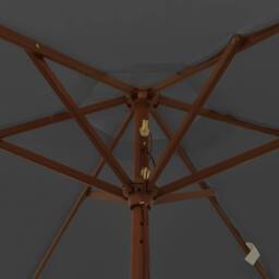 Berkfield Home Garden Parasol with Wooden Pole Anthracite 196x231 cm in Black - thumbnail 6