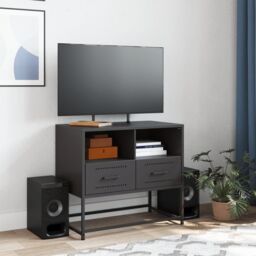 Berkfield Home TV Cabinet Black 68x39x60.5 cm Steel - thumbnail 3
