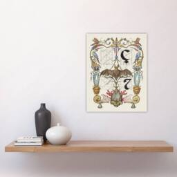 "Artery8 Pictoral Letter Guide with Bat Calligraphy Wall Art Poster Print in White - Size: W24"" x H32""" - thumbnail 4