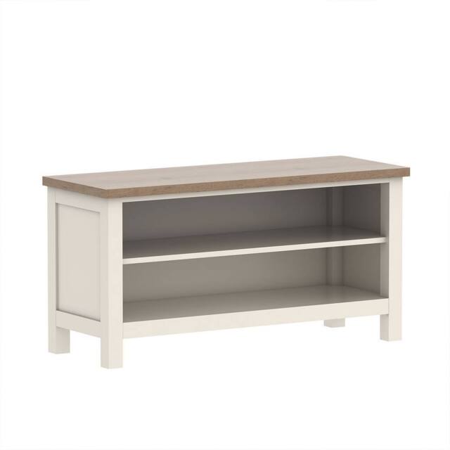 Melody Maison Large Cream & Wooden Shoe Rack / Hallway Bench - 100cm in Beige - image 1
