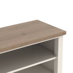 Melody Maison Large Cream & Wooden Shoe Rack / Hallway Bench - 100cm in Beige - thumbnail 6