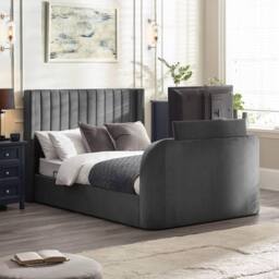 Cheshire Hickory Ottoman TV Bed - Dark Grey - Double (135cm) - thumbnail 3