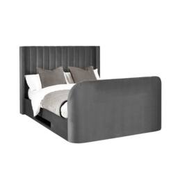 Cheshire Hickory Ottoman TV Bed - Dark Grey - Double (135cm) - thumbnail 1