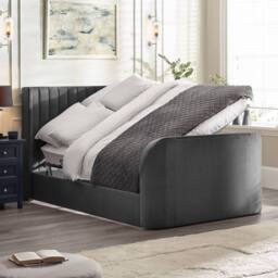 Cheshire Hickory Ottoman TV Bed - Dark Grey - Double (135cm) - thumbnail 4