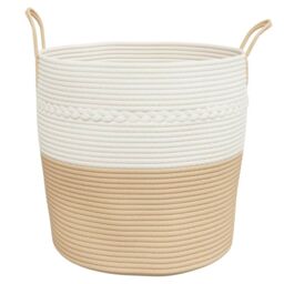 Berkfield Home Storage Basket Beige & White √ò43x38 cm Cotton - Size: 43x38 cm - thumbnail 4