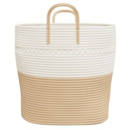 Berkfield Home Storage Basket Beige & White √ò43x38 cm Cotton - Size: 43x38 cm - thumbnail 5