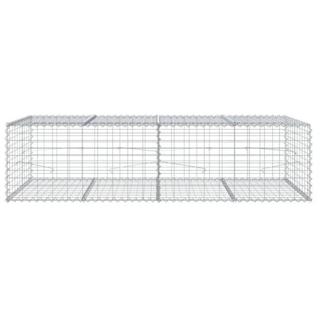 Berkfield Home Stunning Gabion Basket with Cover 200x100x50 cm Galvanised Iron in Silver - Size: 200 x 100 x 50 cm - image 1