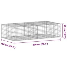 Berkfield Home Stunning Gabion Basket with Cover 200x100x50 cm Galvanised Iron in Silver - Size: 200 x 100 x 50 cm - thumbnail 7