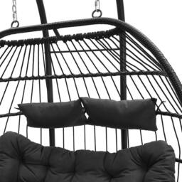Living and Home Freestanding Outdoor Hanging 2-Seater Egg Chair in Black - thumbnail 7