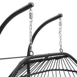 Living and Home Freestanding Outdoor Hanging 2-Seater Egg Chair in Black - thumbnail 9