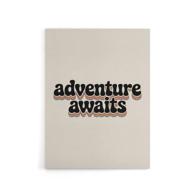 "Artery8 Adventure Awaits Retro Rainbow Font Typography Canvas Wall Art Print in Beige - Size: W18"" x H24""" - image 1