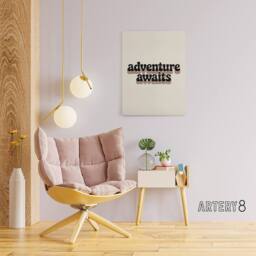"Artery8 Adventure Awaits Retro Rainbow Font Typography Canvas Wall Art Print in Beige - Size: W18"" x H24""" - thumbnail 3