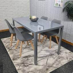 KOSY KOALA Modern Grey Glass Dining Table Set with 4 Grey Dining Chairs - Size: 120 cm x 70 cm - thumbnail 1