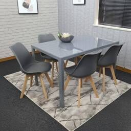 KOSY KOALA Modern Grey Glass Dining Table Set with 4 Grey Dining Chairs - Size: 120 cm x 70 cm - thumbnail 2