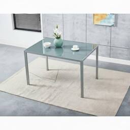 KOSY KOALA Modern Grey Glass Dining Table Set with 4 Grey Dining Chairs - Size: 120 cm x 70 cm - thumbnail 3