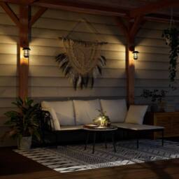 Berkfield Home Solar Outdoor Wall Lanterns 2 pcs White in Black - thumbnail 1