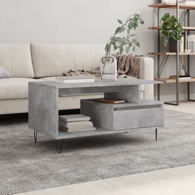 Berkfield Home Coffee Table Concrete Grey 90x49x45 cm Engineered Wood - Size: 90 x 49 x 45 cm - image 1