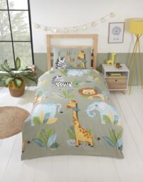 Rapport Home Rumble In The Jungle Duvet Cover Set with Pillowcase in Green - Size: Single - thumbnail 1