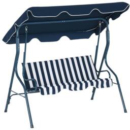 OUTSUNNY 3-person Garden Swing Chair w/ Adjustable Canopy in Blue - thumbnail 2