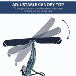 OUTSUNNY 3-person Garden Swing Chair w/ Adjustable Canopy in Blue - thumbnail 4