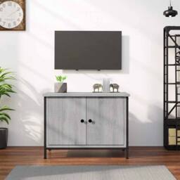 Berkfield Home TV Cabinet with Doors Grey Sonoma 60x35x45 cm Engineered Wood - Size: 60 x 35 x 45 cm - thumbnail 2