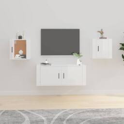 Berkfield Home Wall Mounted TV Cabinets 2 pcs High Gloss White 40x34.5x40 cm - thumbnail 2