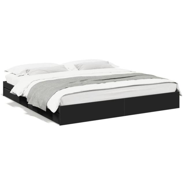 Berkfield Home Bed Frame with Drawers without Mattress Black 200x200 cm - image 1