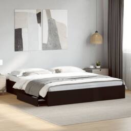 Berkfield Home Bed Frame with Drawers without Mattress Black 200x200 cm - thumbnail 2