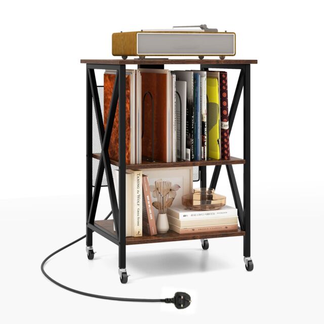 Costway Record Player Stand Turntable Stand Vinyl Storage Cabinet Brown - image 1