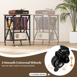 Costway Record Player Stand Turntable Stand Vinyl Storage Cabinet Brown - thumbnail 6