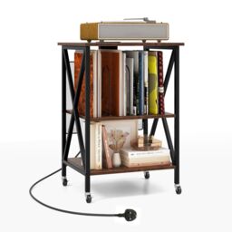 Costway Record Player Stand Turntable Stand Vinyl Storage Cabinet Brown - thumbnail 1