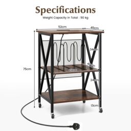 Costway Record Player Stand Turntable Stand Vinyl Storage Cabinet Brown - thumbnail 2