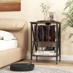 Costway Record Player Stand Turntable Stand Vinyl Storage Cabinet Brown - thumbnail 3