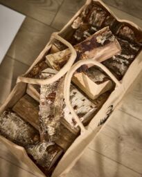 Dibor Traditional Hazelwood Stag Hessian Firewood Log Storage Jute Bag H40 x W60cm in Natural - thumbnail 3