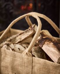 Dibor Traditional Hazelwood Stag Hessian Firewood Log Storage Jute Bag H40 x W60cm in Natural - thumbnail 4