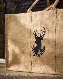 Dibor Traditional Hazelwood Stag Hessian Firewood Log Storage Jute Bag H40 x W60cm in Natural - thumbnail 5