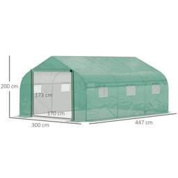 VOGREX Outdoor Tunnel Greenhouse w/ Roll Up Door 6 Windows Green - thumbnail 2