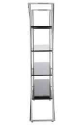 Orsina Curved Design Shelf Unit With Black Glass Shelves, Versatile Display Unit, Storage Unit, Decorative Shelf in Silver - thumbnail 5