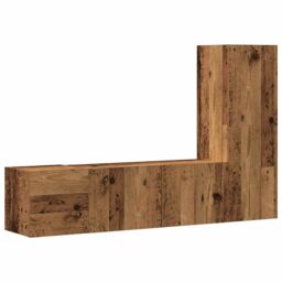 Berkfield Home Wall Mounted TV cabinets 3 pcs Old Wood Engineered Wood in Brown - thumbnail 2