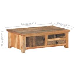 Berkfield Home Coffee Table 90x50x31 cm Solid Reclaimed Wood in Brown - Size: 90 x 50 x 31 cm - thumbnail 7