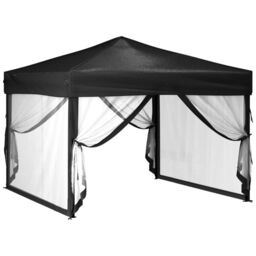 Berkfield Home Folding Party Tent with Sidewalls Black 3x3 m - thumbnail 3
