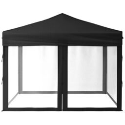 Berkfield Home Folding Party Tent with Sidewalls Black 3x3 m - thumbnail 4