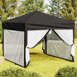 Berkfield Home Folding Party Tent with Sidewalls Black 3x3 m - thumbnail 1